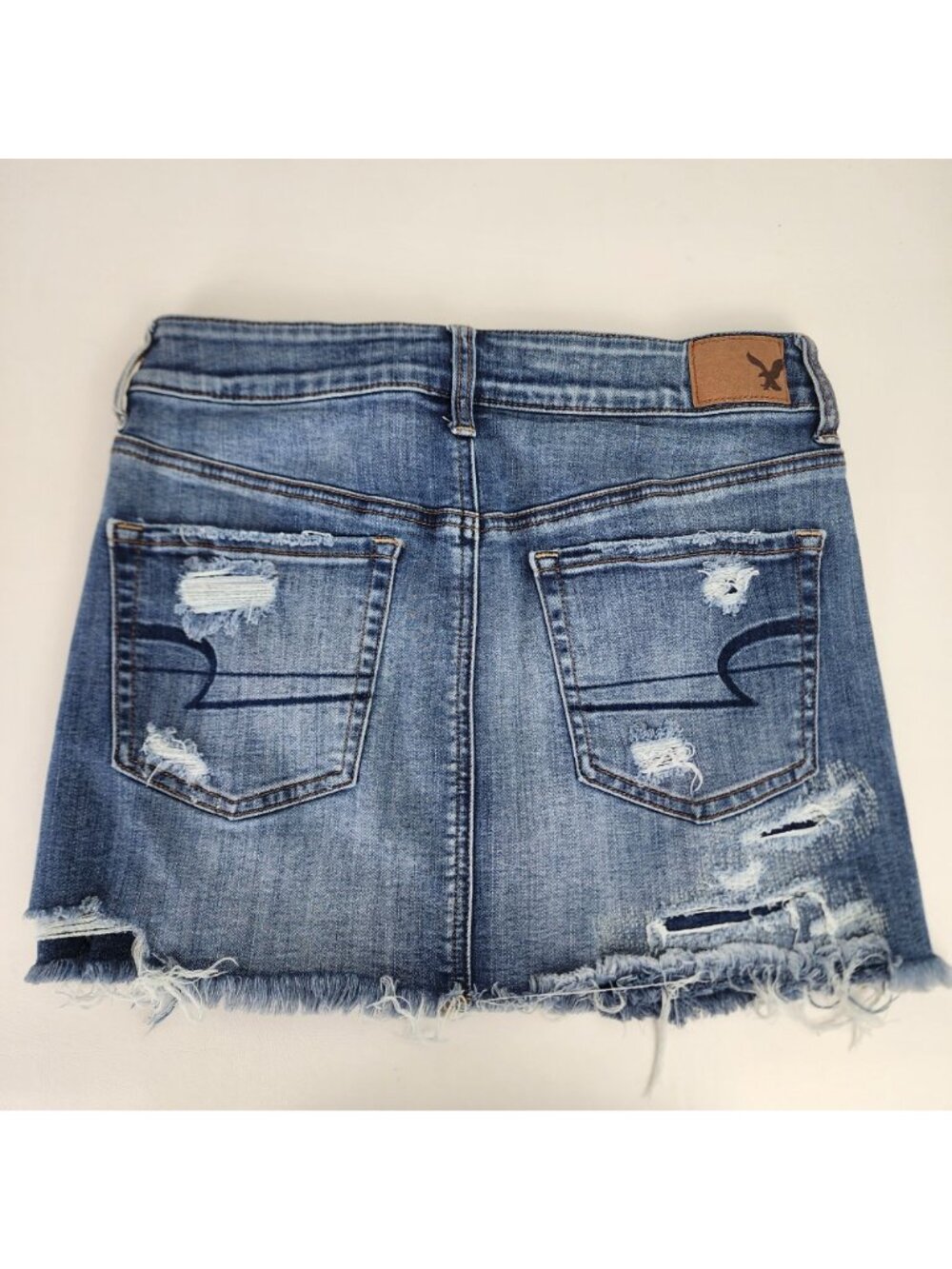 American Eagle Outfitters Super Stretch Distressed Denim Skirt Size 2 Denim - Picture 9 of 11